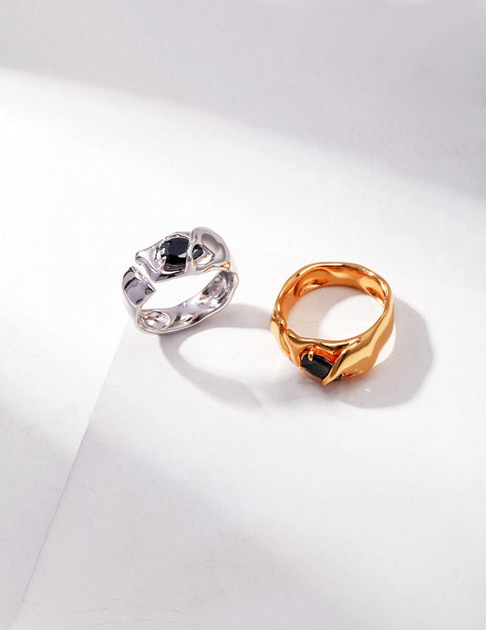 Black Agate Open Ring