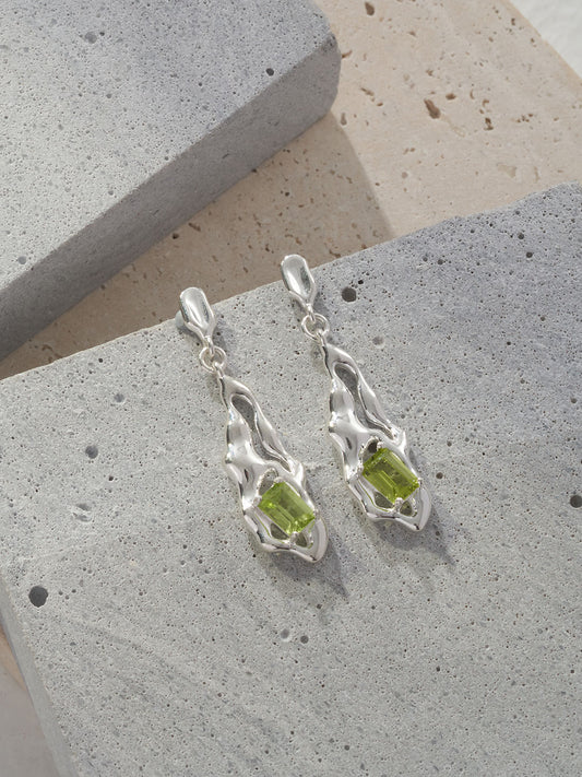 Birthstone of August: Lava Collection Natural Peridot Earring