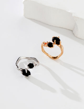 Black Agate open-ended Ring