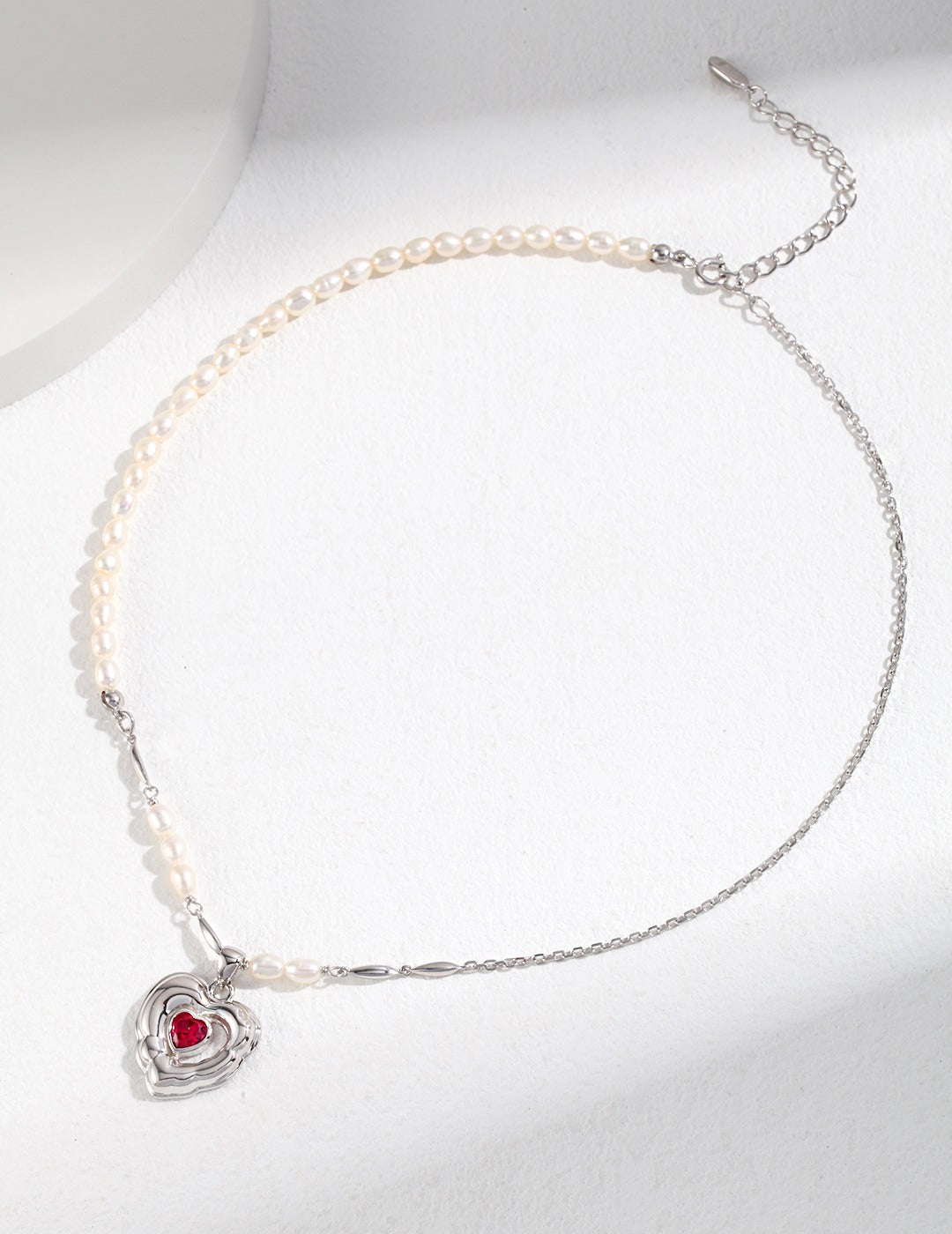 Confession Heart series: Love-shaped Pink Gemstone pearl Necklace