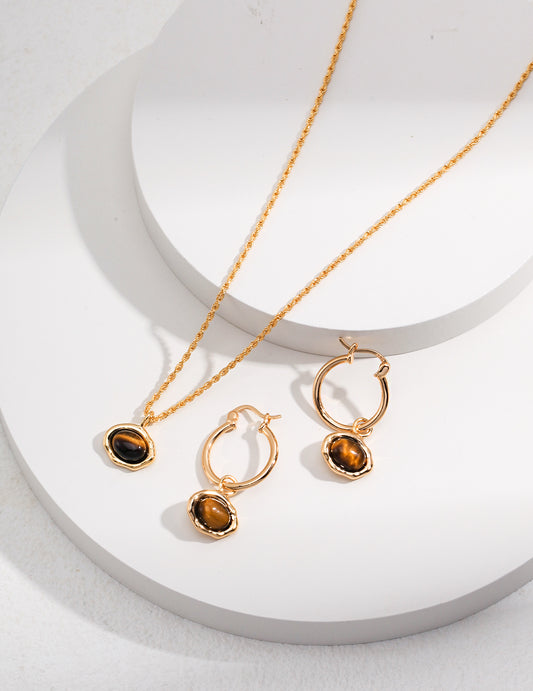 Birthstone of JUNE: 2-Way Tiger's eye earrings in sterling silver