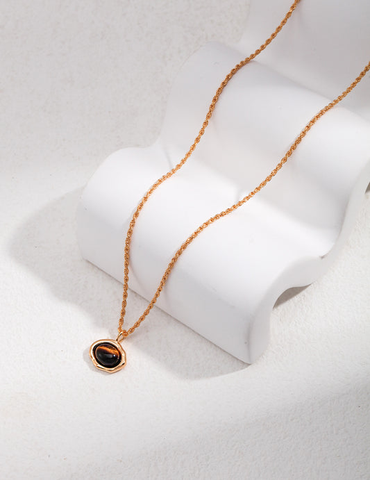 Tiger's eye necklace in sterling silver and 18k Gold vermeil