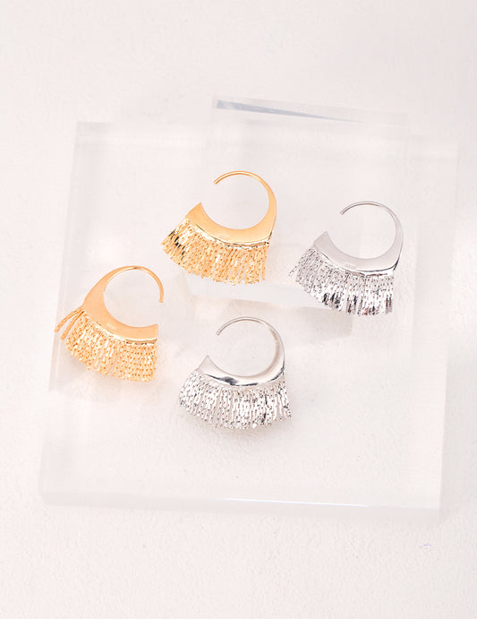 Fan-shaped Tassel design earrings