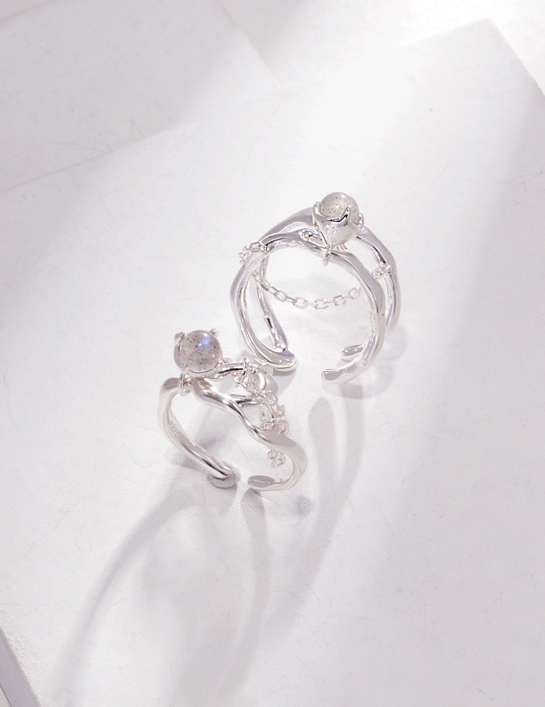 Birthstone of June:  Sterling silver grey moonstone ring