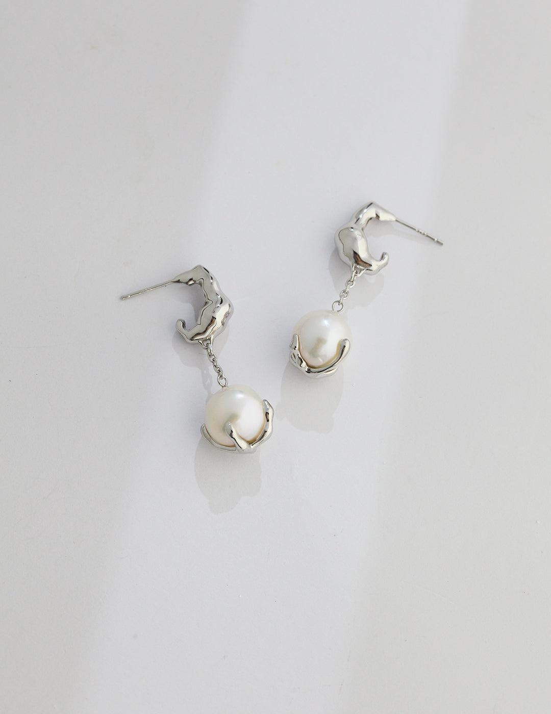 Natural baroque pearl earrings in sterling silver or Gold vermeil