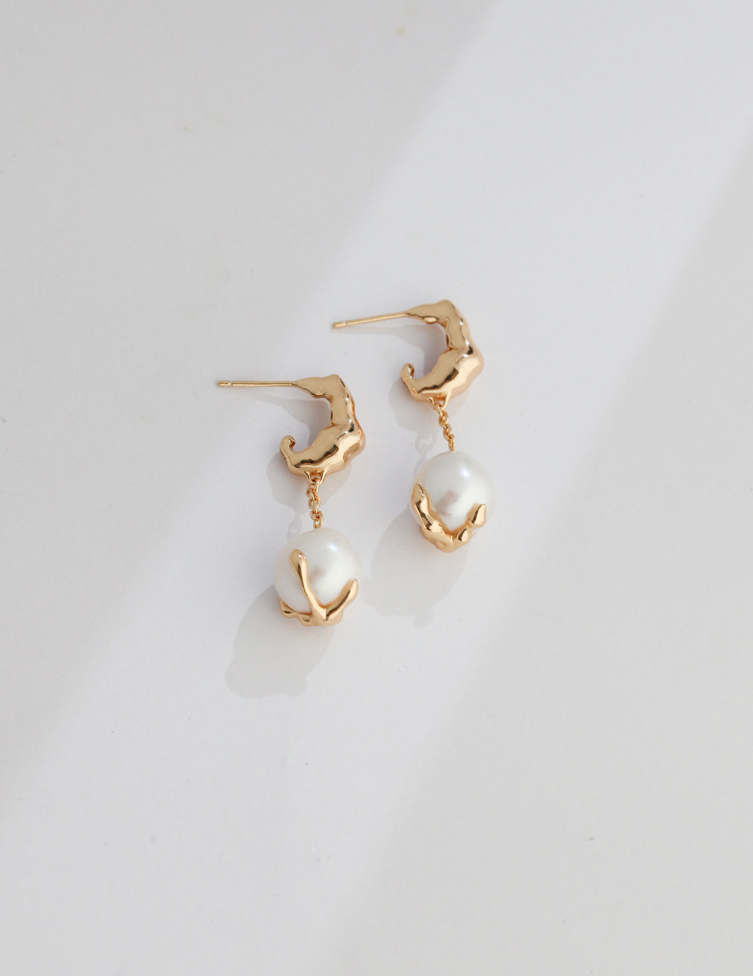 Natural baroque pearl earrings in sterling silver or Gold vermeil