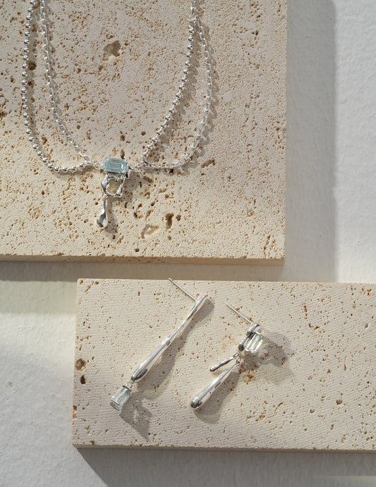 Birthstone of November : Natural Topaz Necklace in Sterling Silver Lava