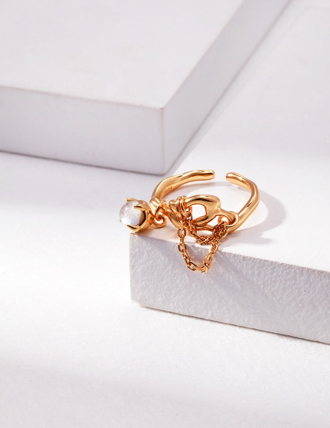 Birthstone of June:  Sterling silver grey moonstone ring