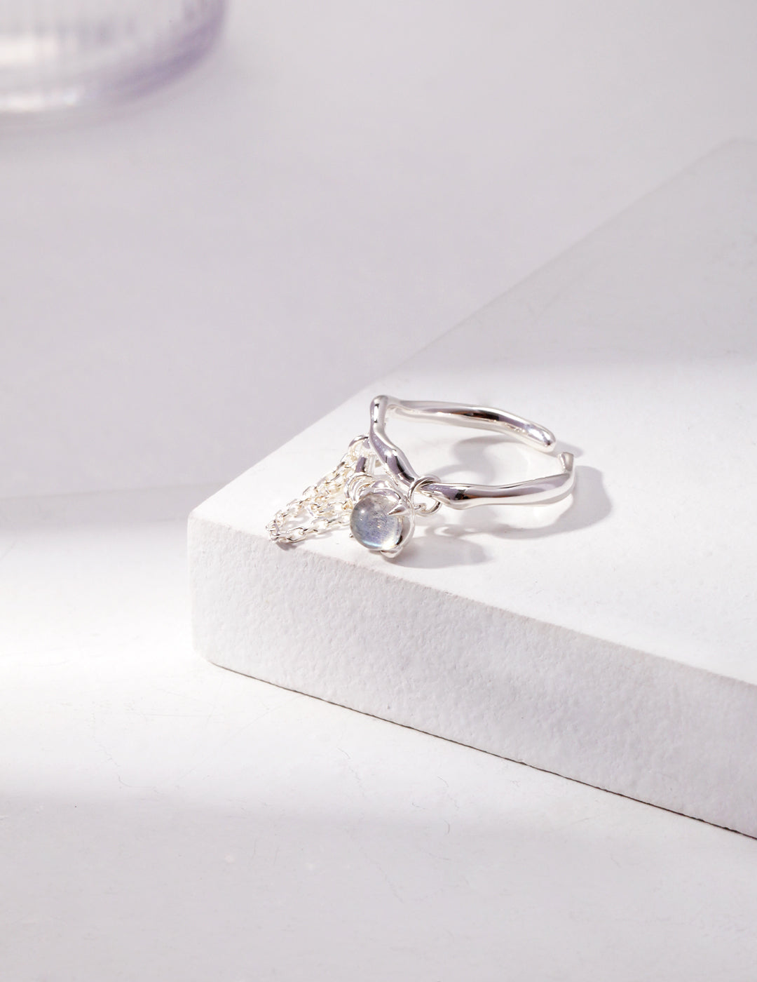 Birthstone of June:  Sterling silver grey moonstone ring