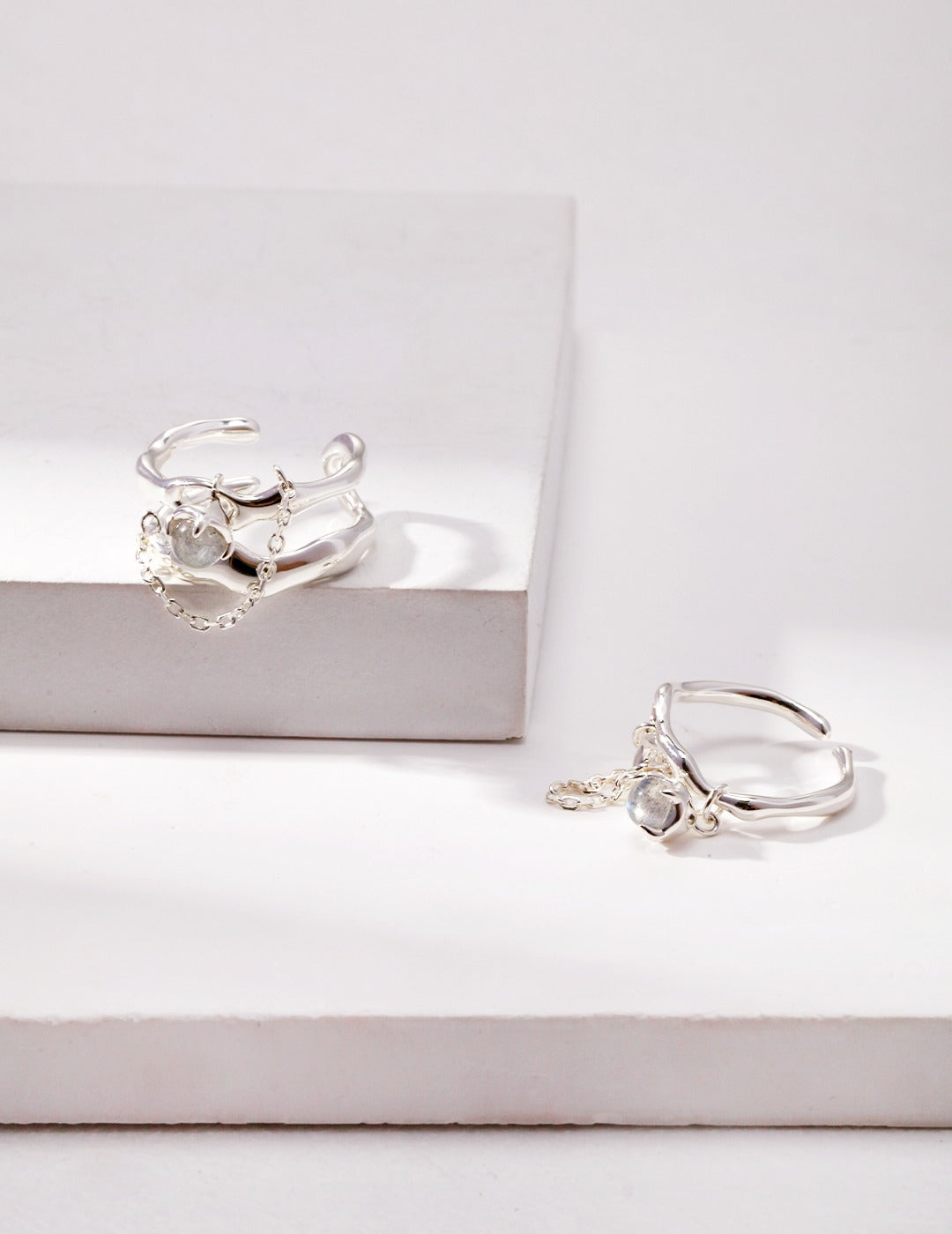 Birthstone of June:  Sterling silver grey moonstone ring