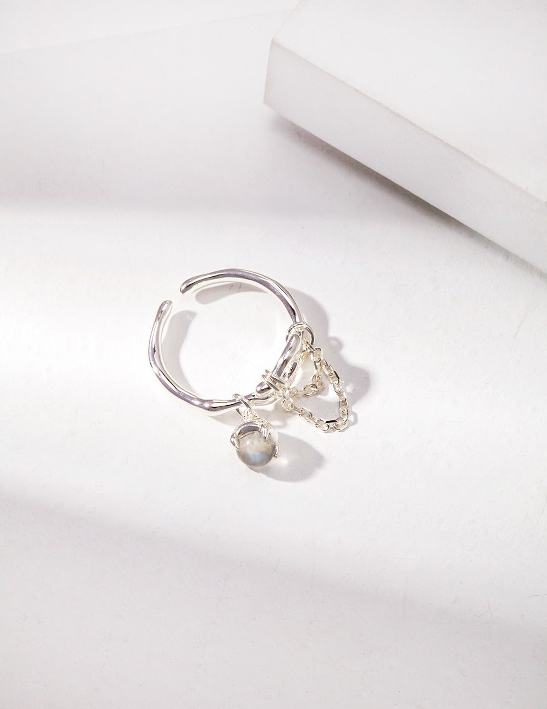 Birthstone of June:  Sterling silver grey moonstone ring