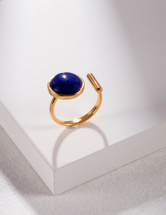 Birthstone of September: Sterling silver natural lapis lazuli ring