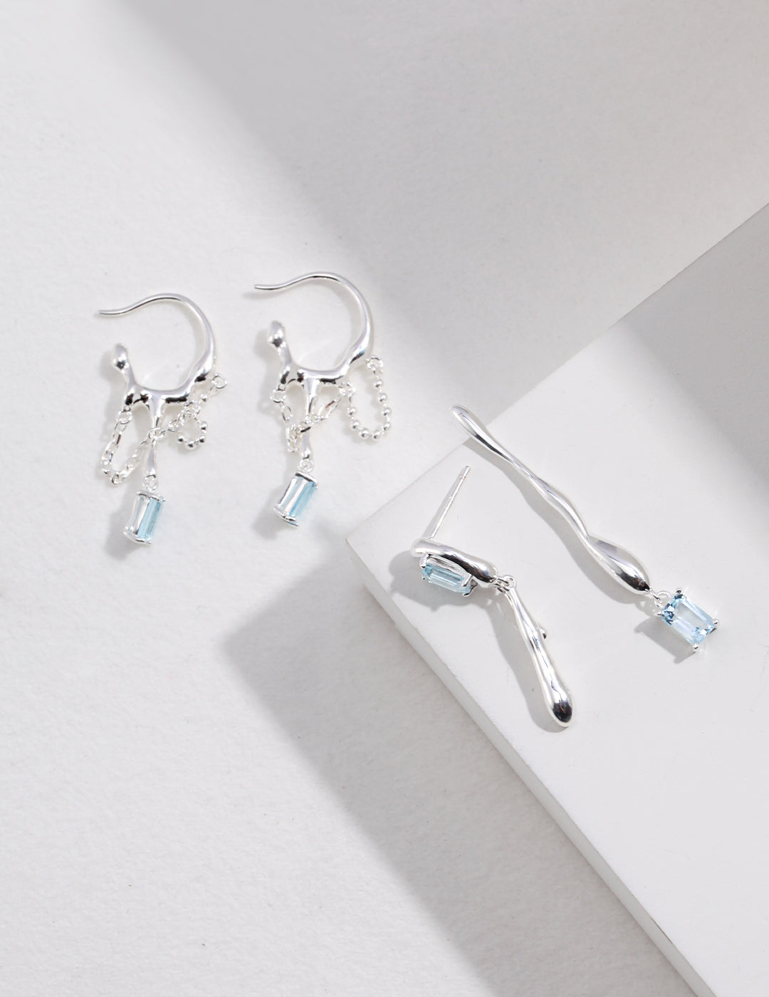 Birthstone of November : Sterling Silver Natural Topaz Earrings-Ear hook