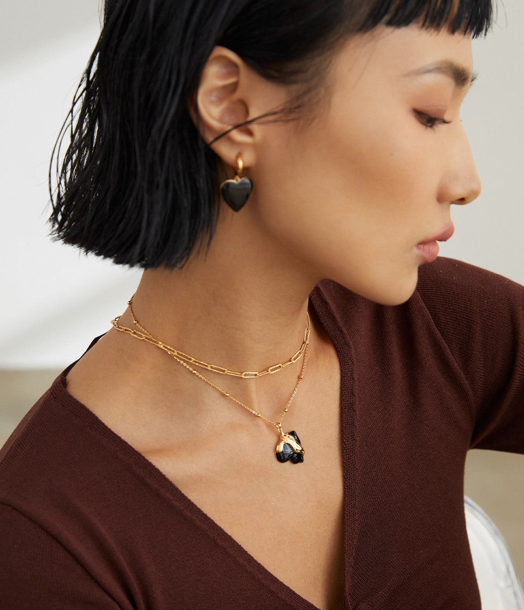 Sterling Silver Drip Glaze Heart Necklace