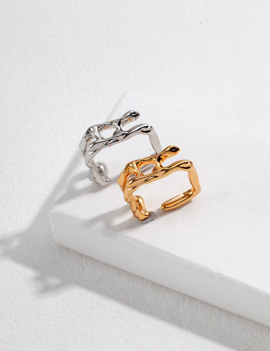 Irregular fluid design Sterling silver minimalist rin