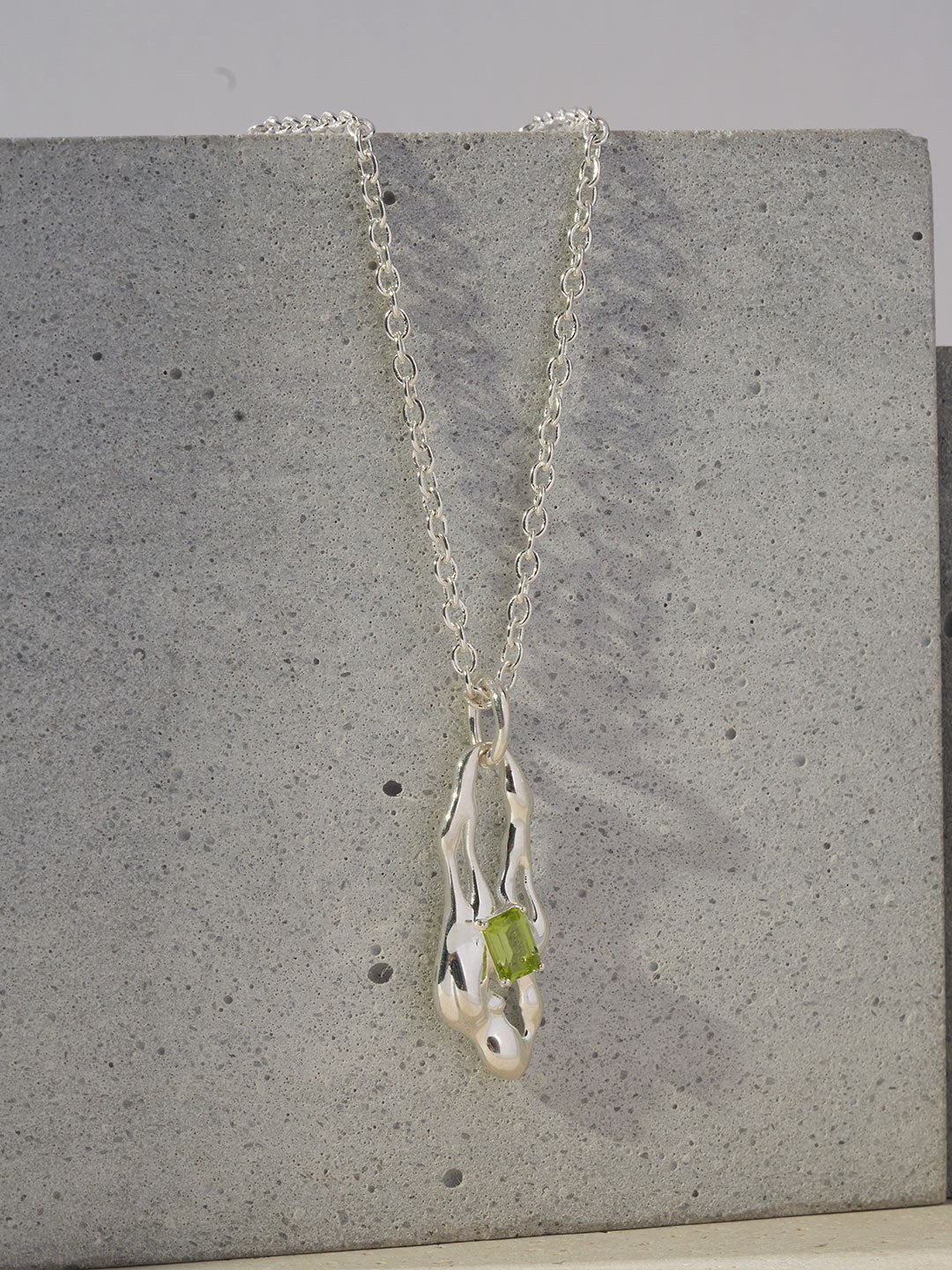 Birthstone of August :Natural Lava peridot necklace