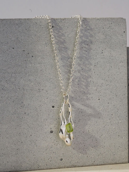 Birthstone of August :Natural Lava peridot necklace