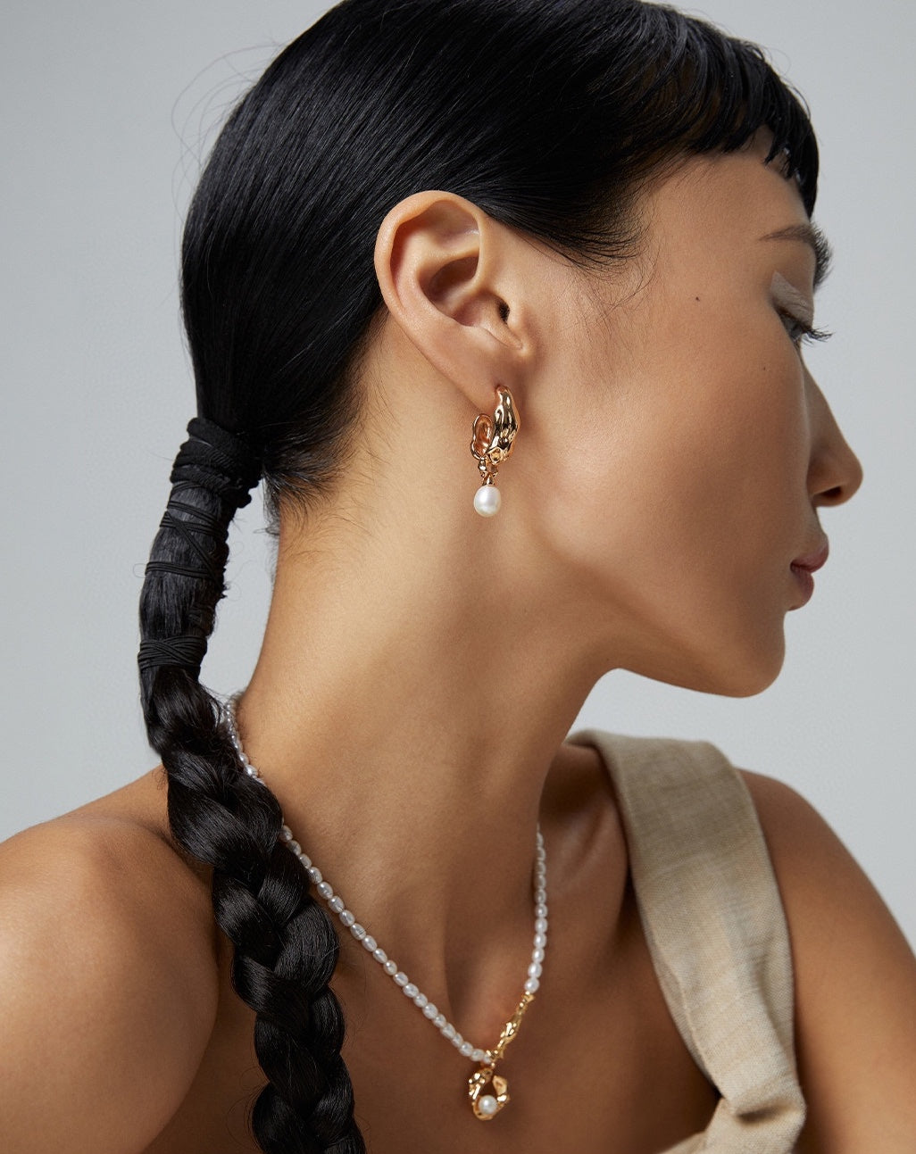 Natural pearl silk scarf design Earrings