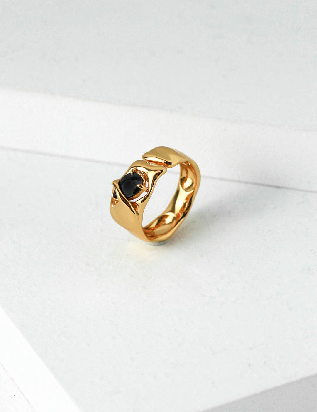 Black Agate Open Ring