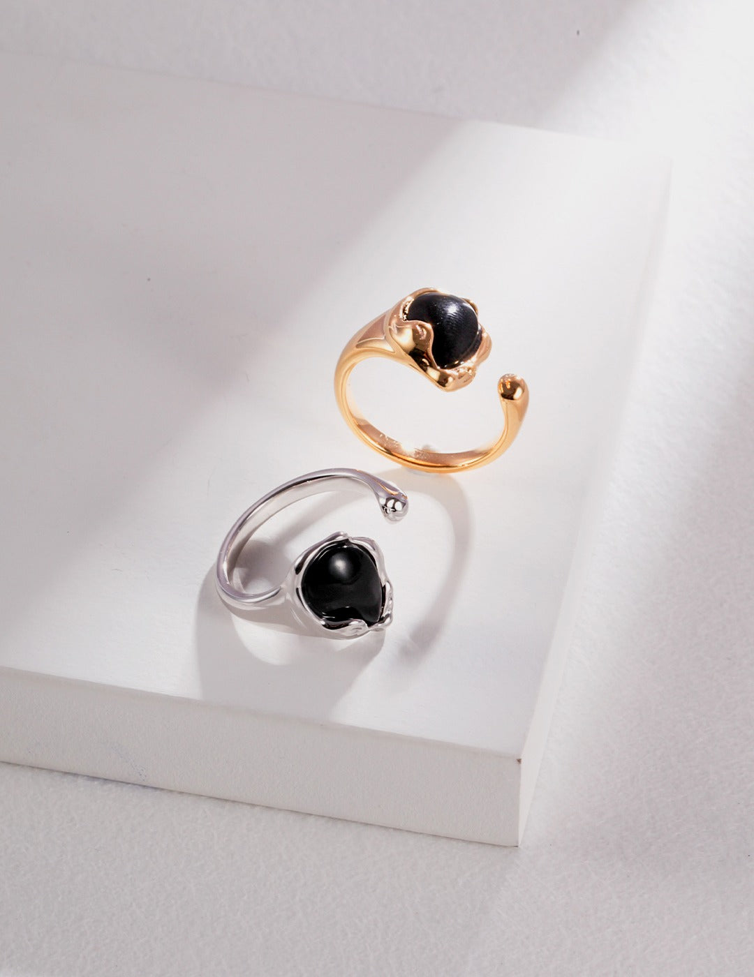 Black Agate Open Ring