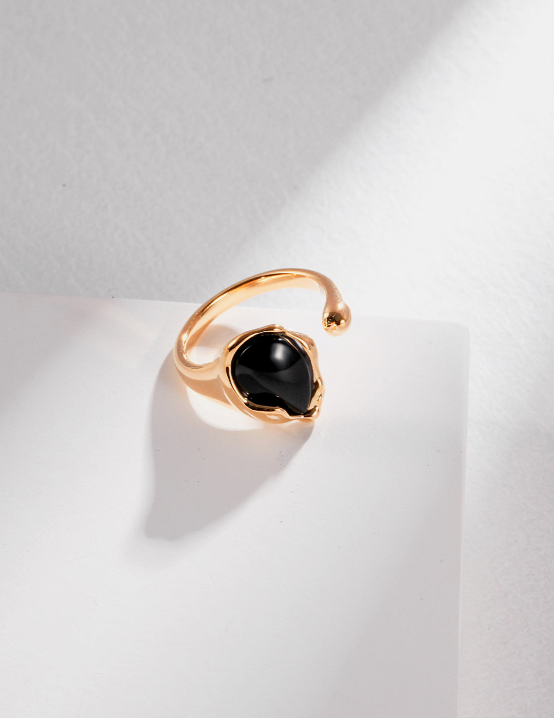 Black Agate Open Ring