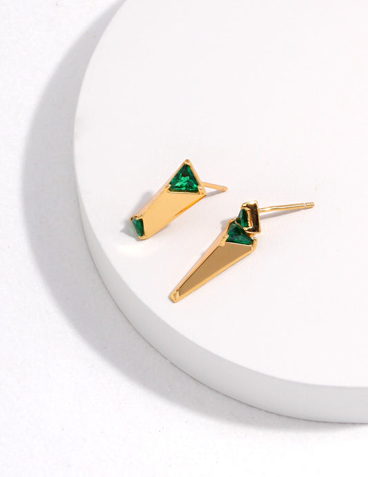 Sterling Silver Zirconia Earring ,Green gemstone