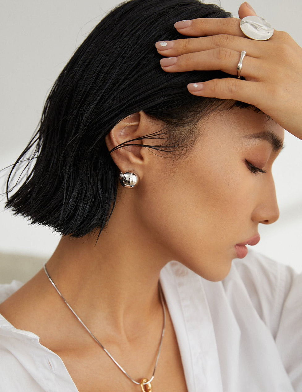 S925 Sterling Silver Minimalist Chunky Sphere Hoop Earrings