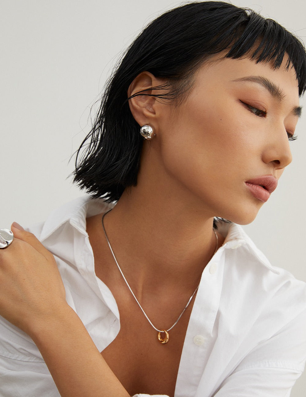 S925 Sterling Silver Minimalist Chunky Sphere Hoop Earrings