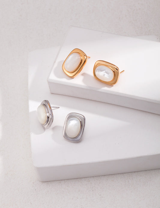 Vintage square mother of pearl earrings
