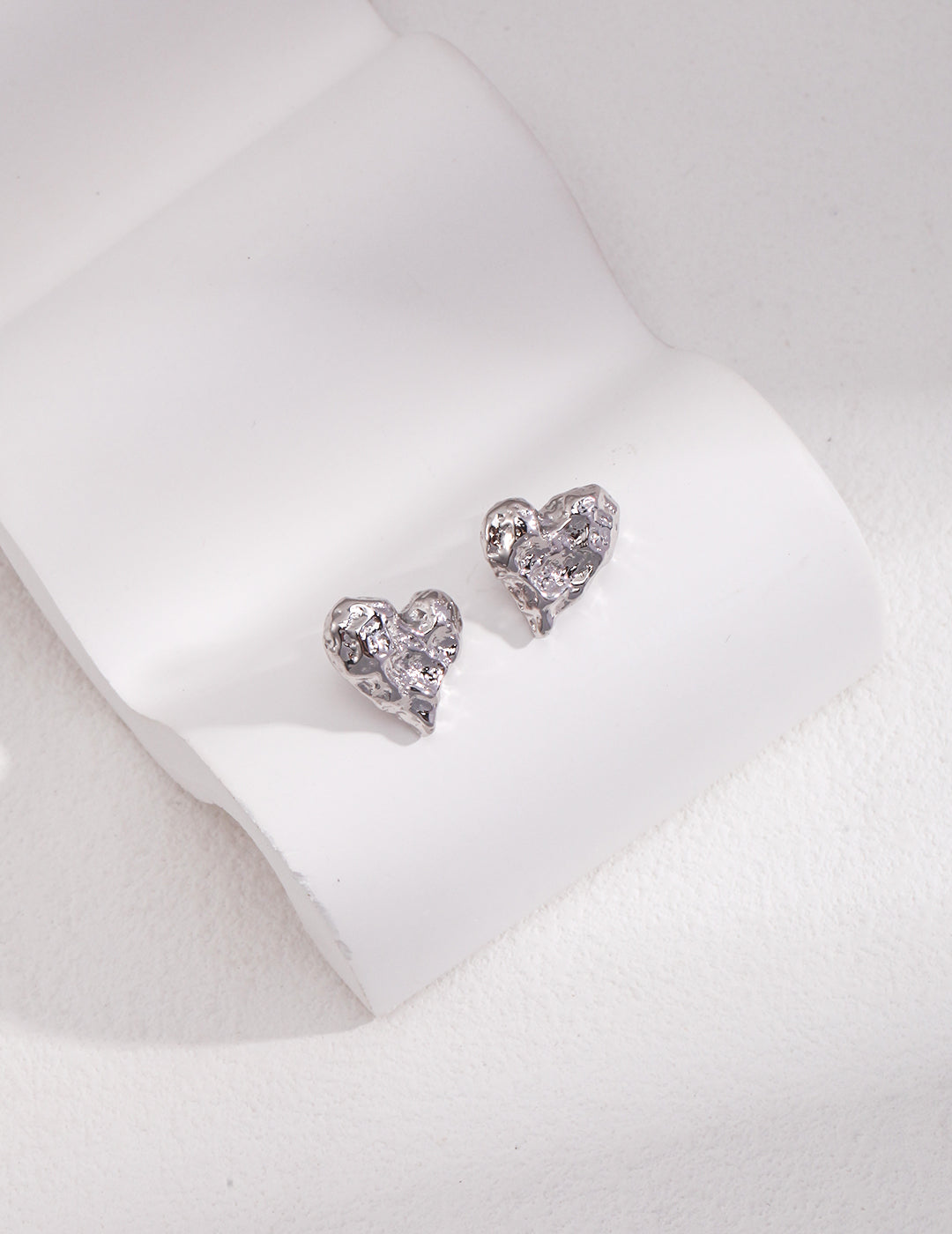 Sterling Silver Whacked Heart Earring