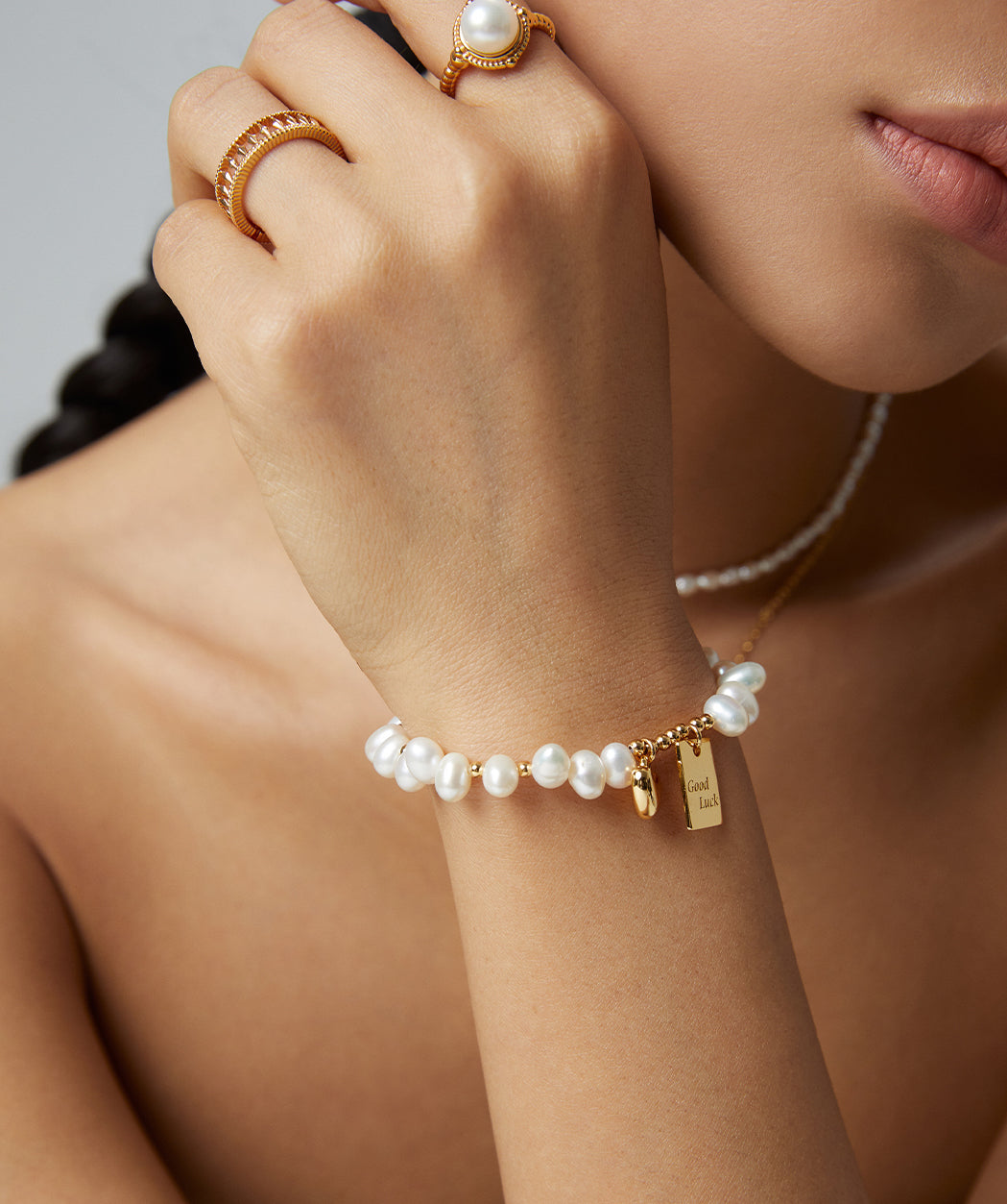 Sterling Silver Pearl Bracelet with Charms