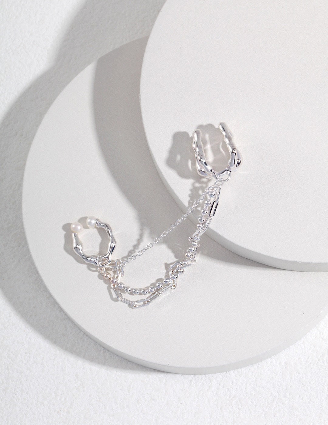 Sterling silver pearl earrings ear Clips (single piece)