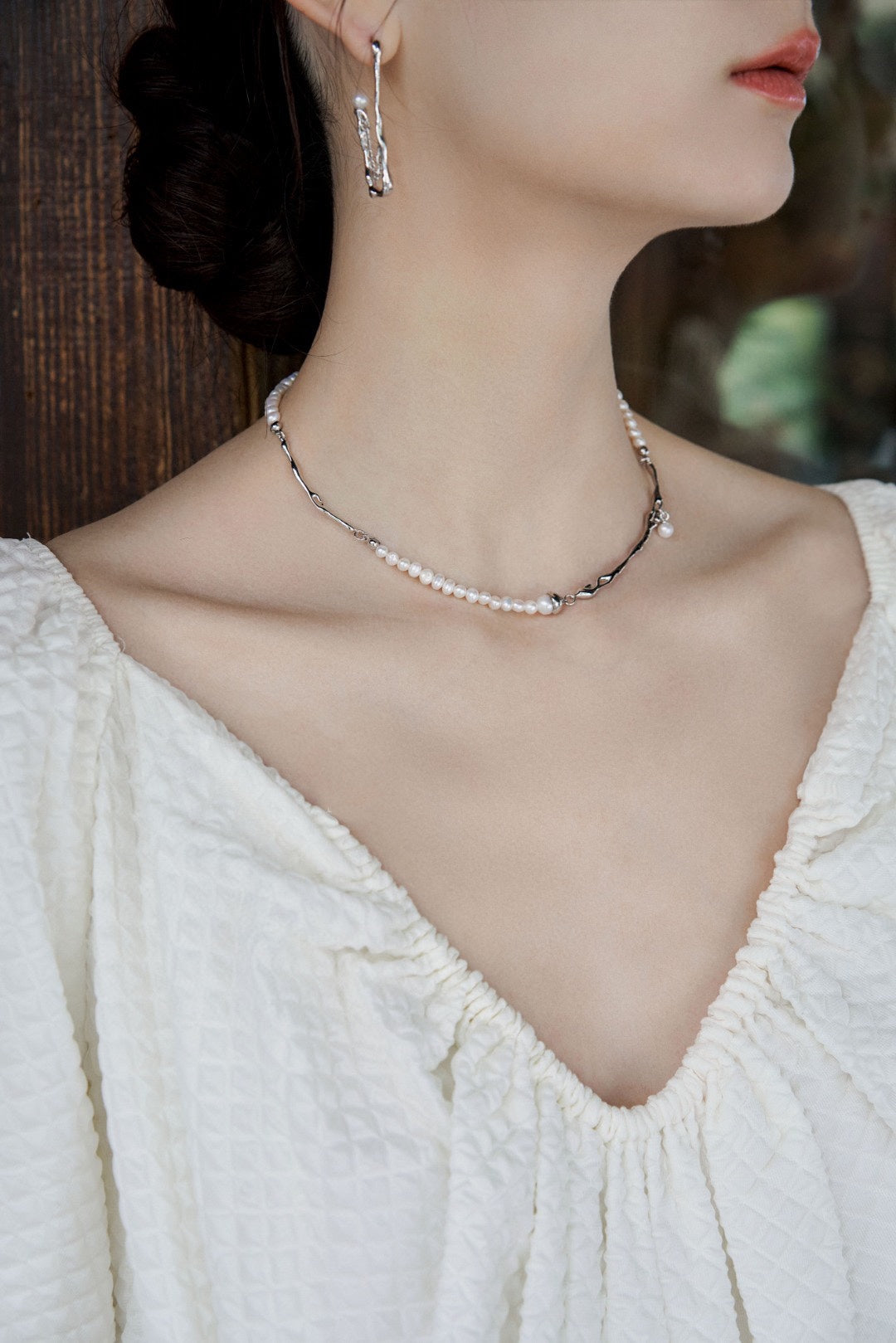 Sterling silver/ Gold vermeil pearl chocker /necklace