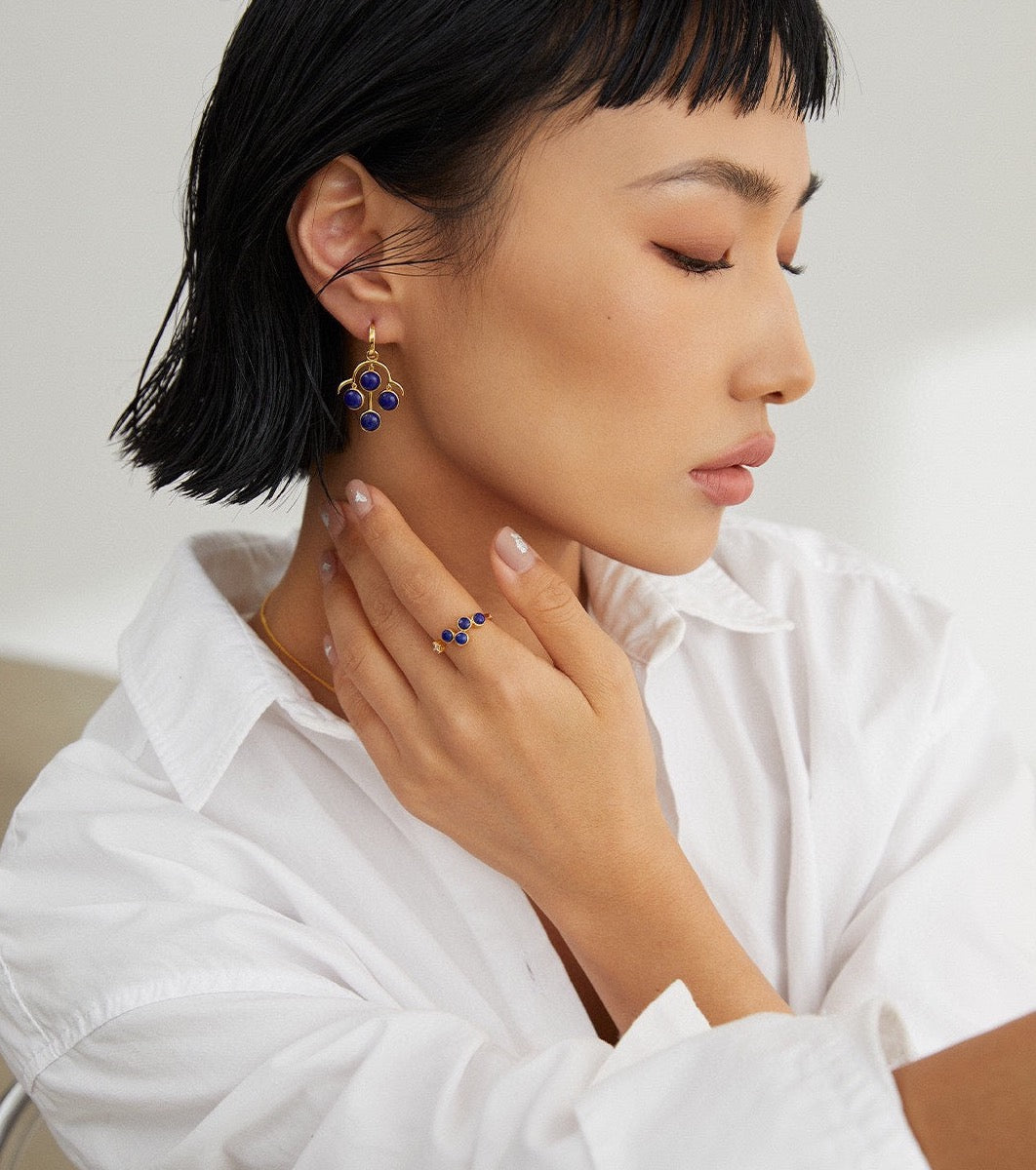 Birthstone of September: Sterling silver natural lapis lazuli earrings