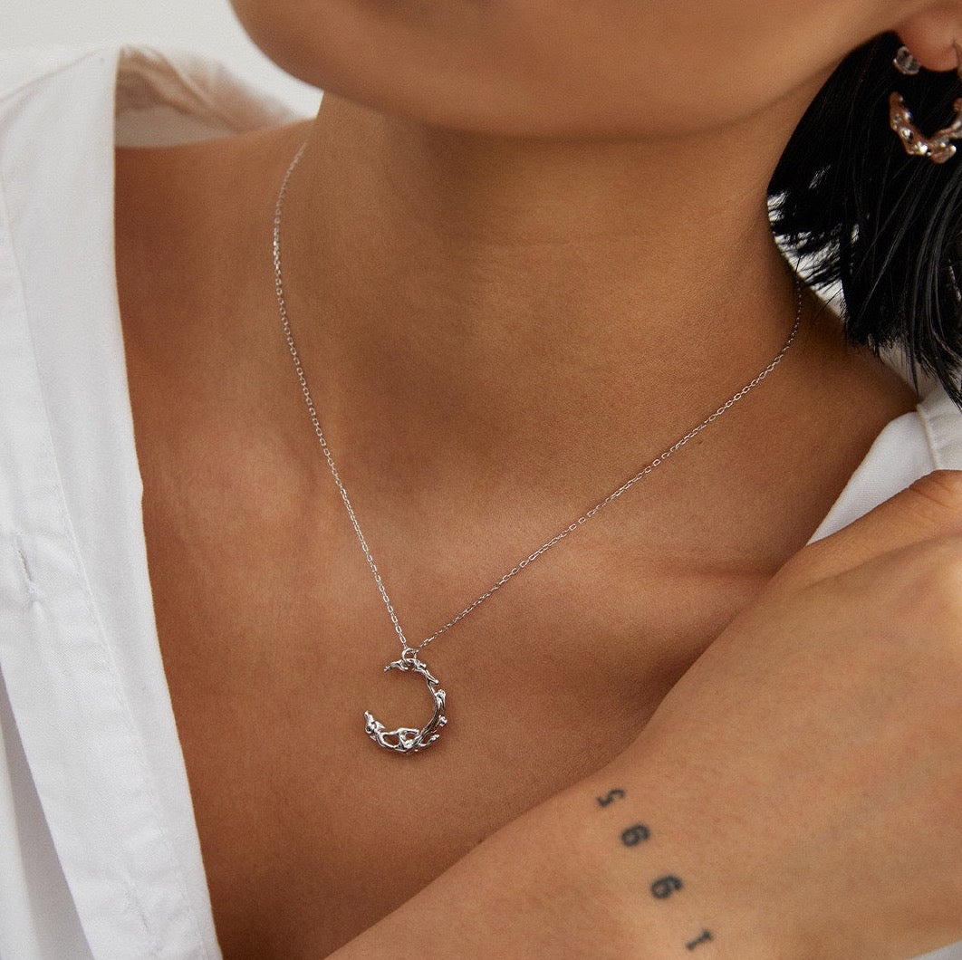 Sterling Silver Moon Necklace