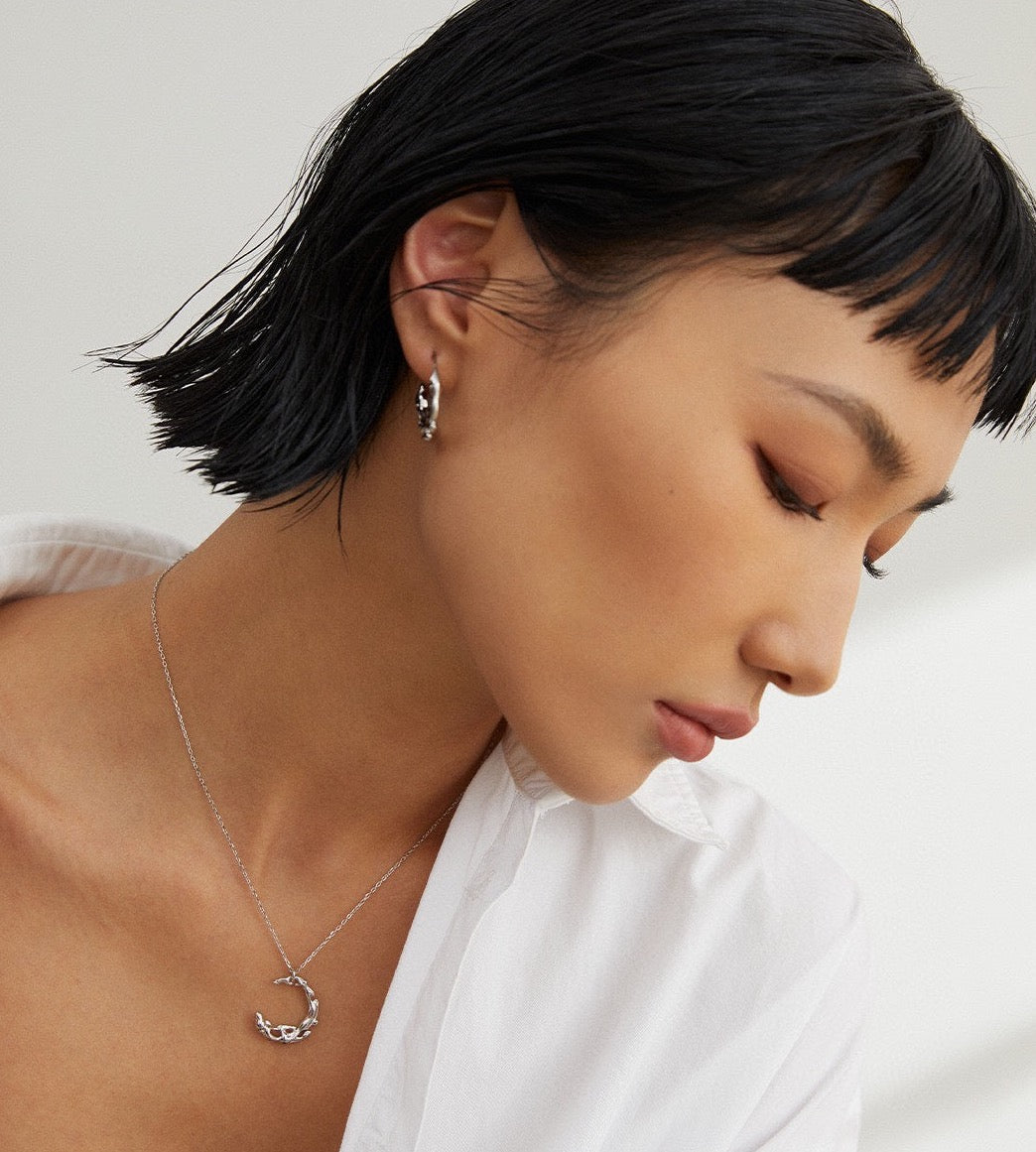 Sterling Silver Moon Necklace