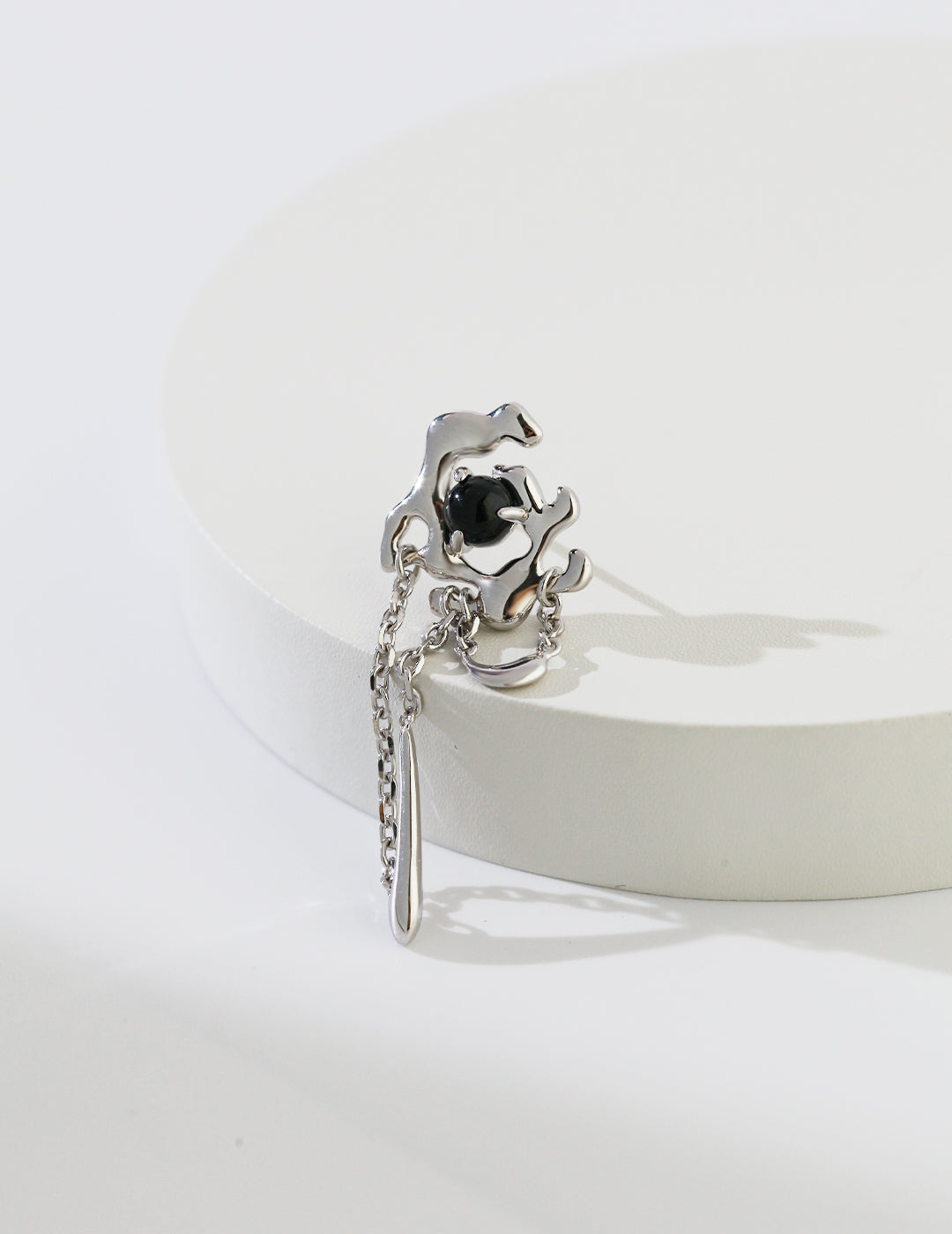 Birthstone of August: Sterling silver agate earrings/ear-clips (sold as a single piece)