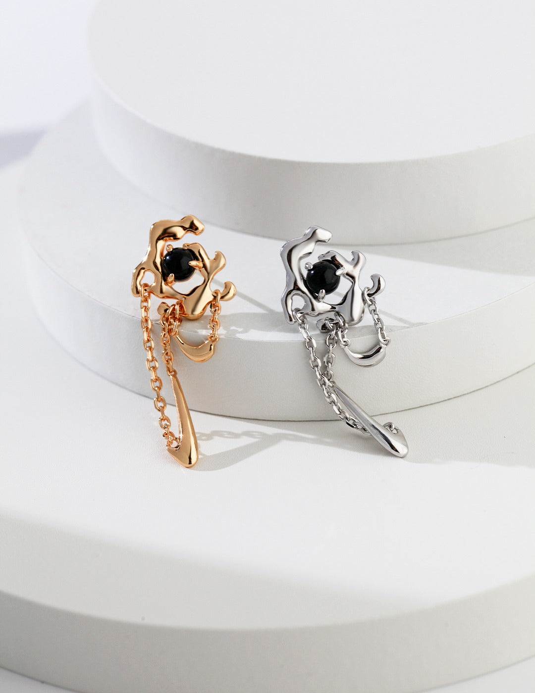 Birthstone of August: Sterling silver agate earrings/ear-clips (sold as a single piece)