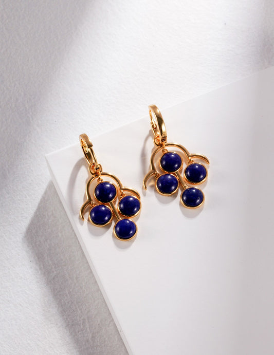 Birthstone of September: Sterling silver natural lapis lazuli earrings