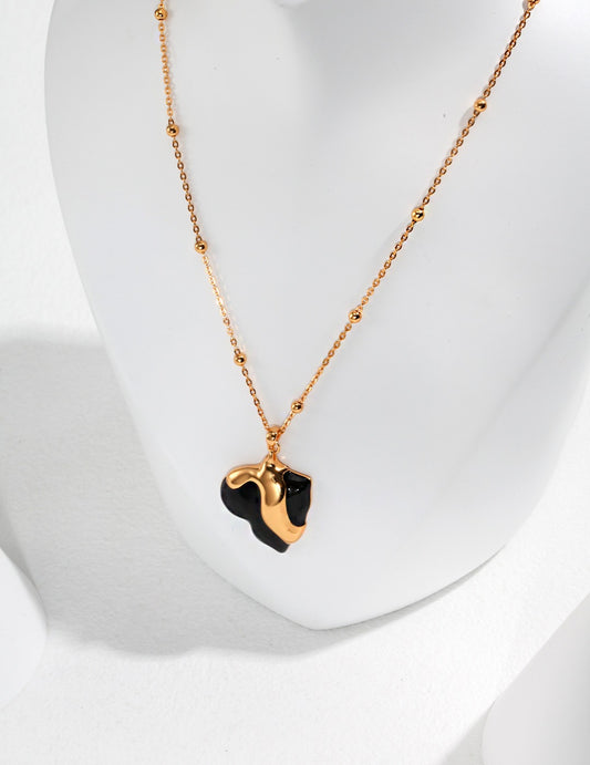 Sterling Silver Drip Glaze Heart Necklace