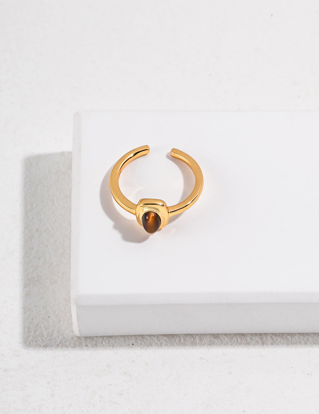 Sterling silver gold vermeil tiger's eye ring