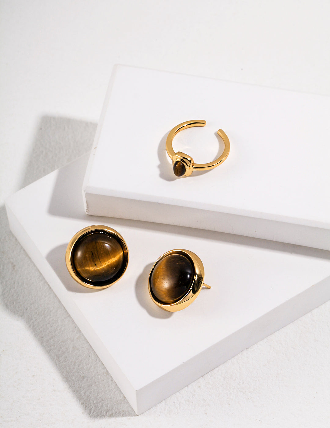 Sterling silver gold vermeil tiger's eye ring