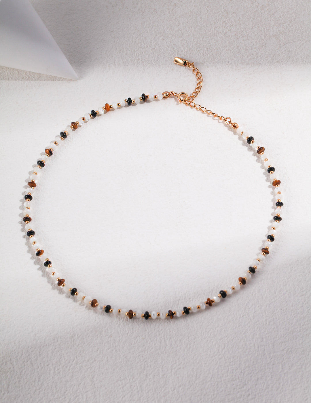 Sterling silver with 18k gold Vermeil tiger's eye beaded necklace