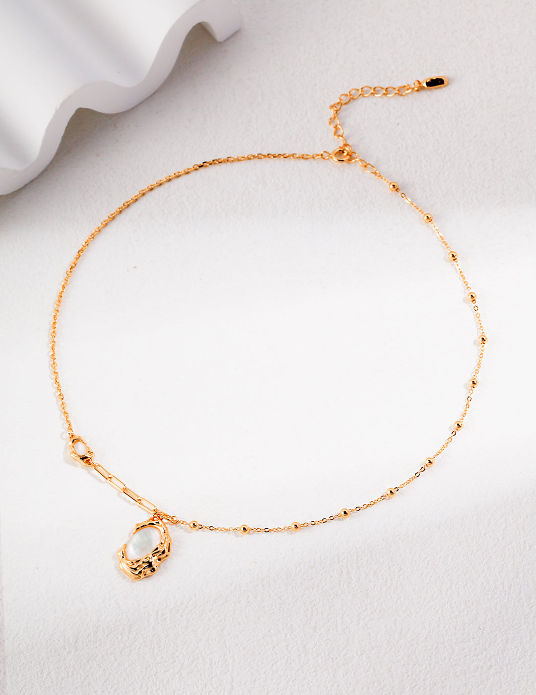 Lava Collection Sterling silver /Gold vermeil mother of pearl necklace