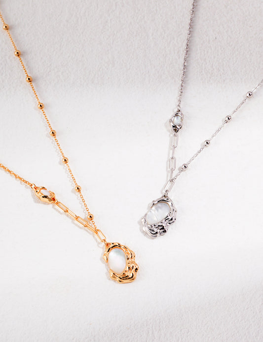Lava Collection Sterling silver /Gold vermeil mother of pearl necklace